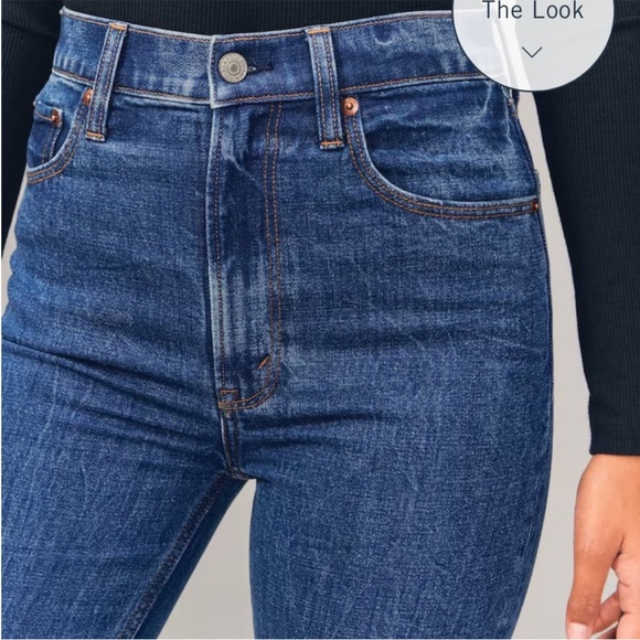 Abercrombie & Fitch Ultra High Rise 90s Slim Straight Jeans Dark Wash - Picture 9 of 12